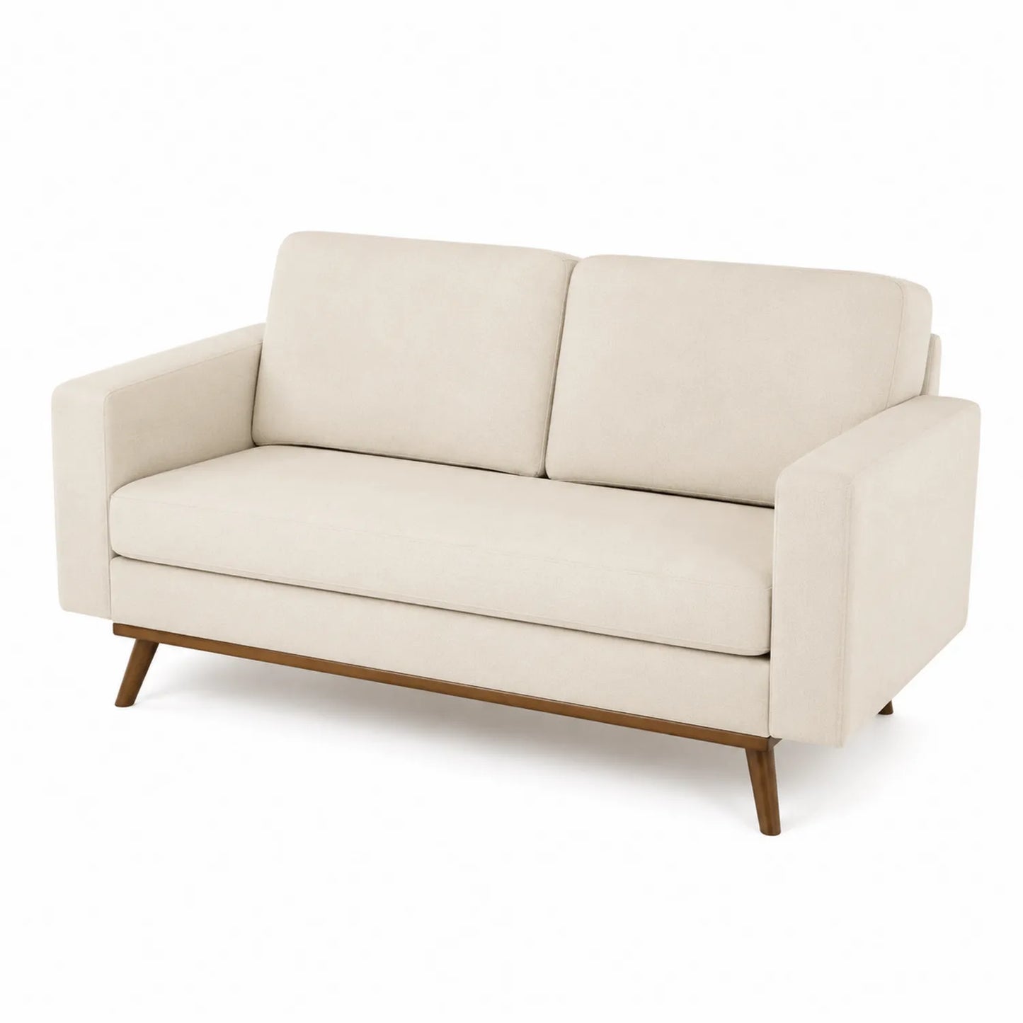 2-Sitzer Sofa Beige Mikrofaser und Massivholzfüße