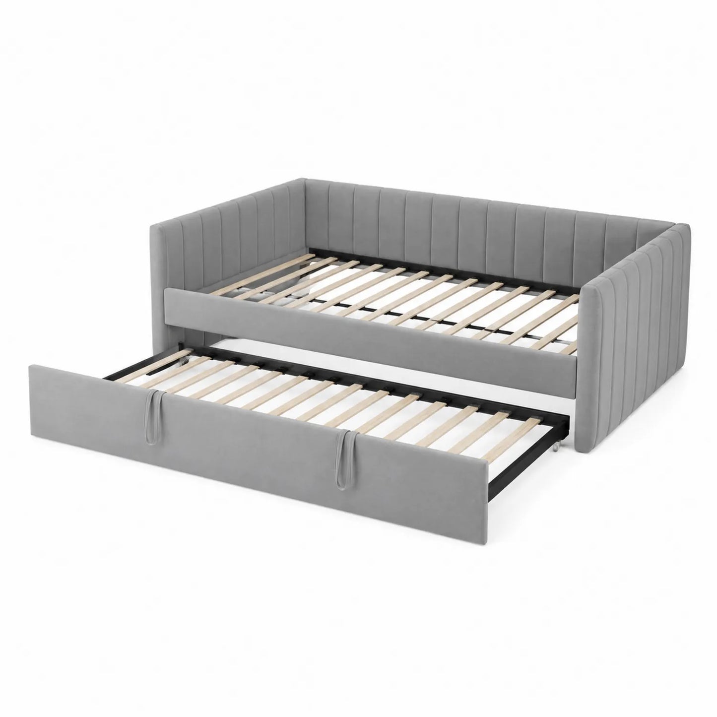 Samt-Tagesbett mit Ausziehbett Grau 200x90 cm
