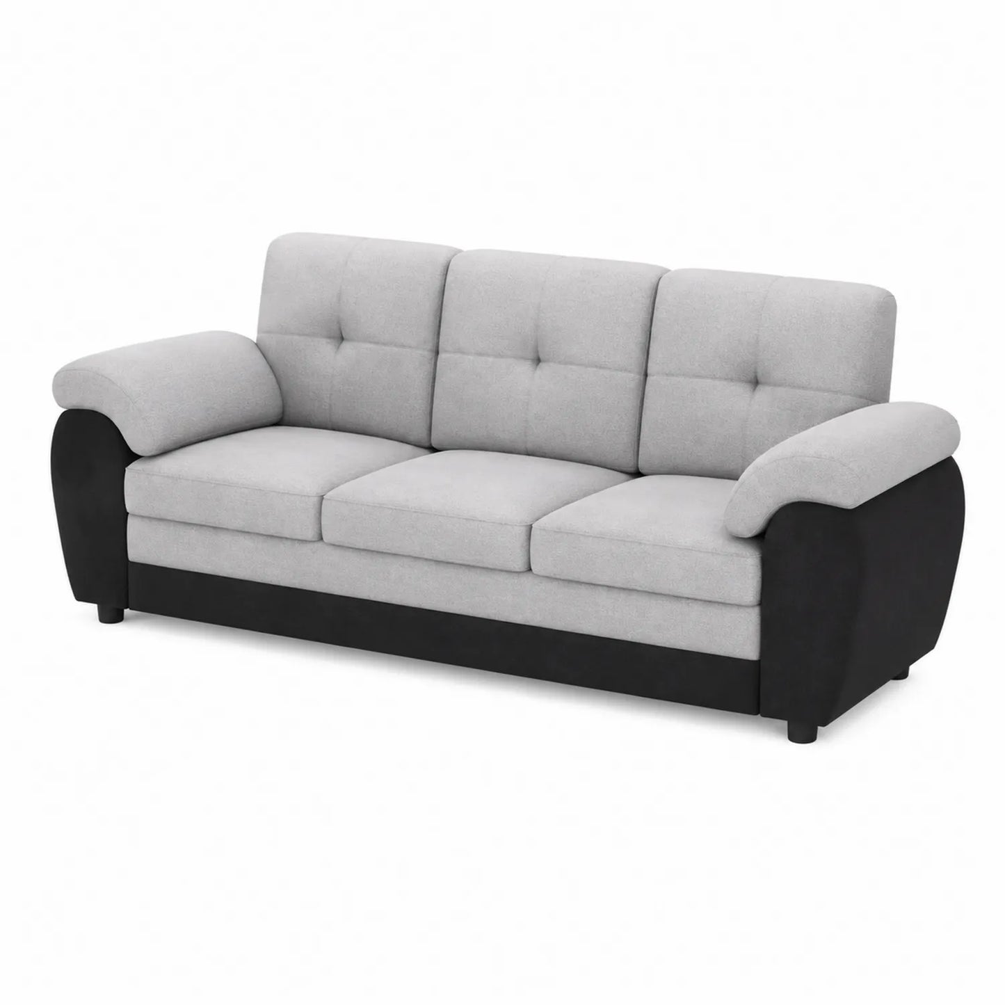 3-Sitzer Sofa Holzrahmen Polyester Grau/Schwarz