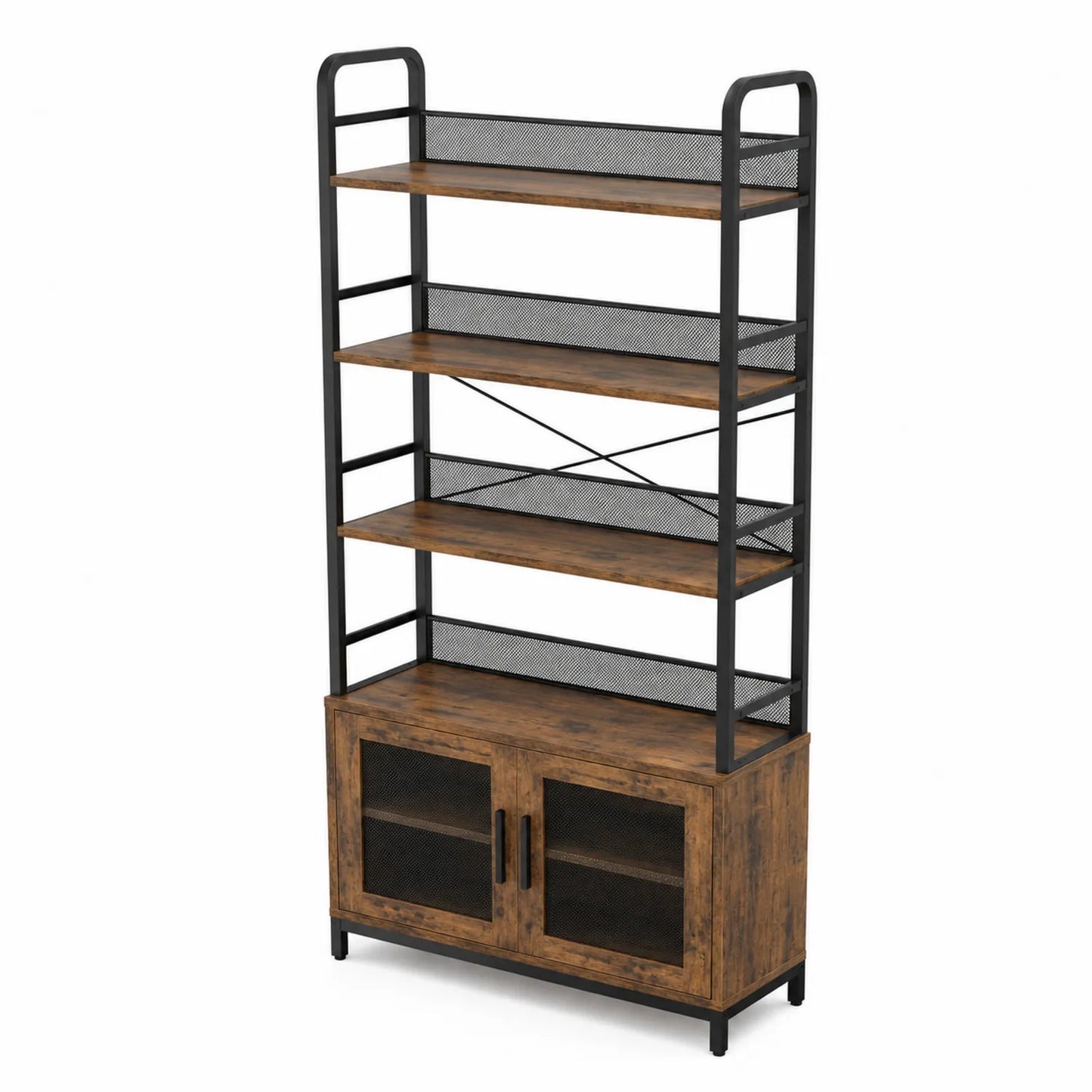 Regal mit Schrank Holz Metall Braun Schwarz