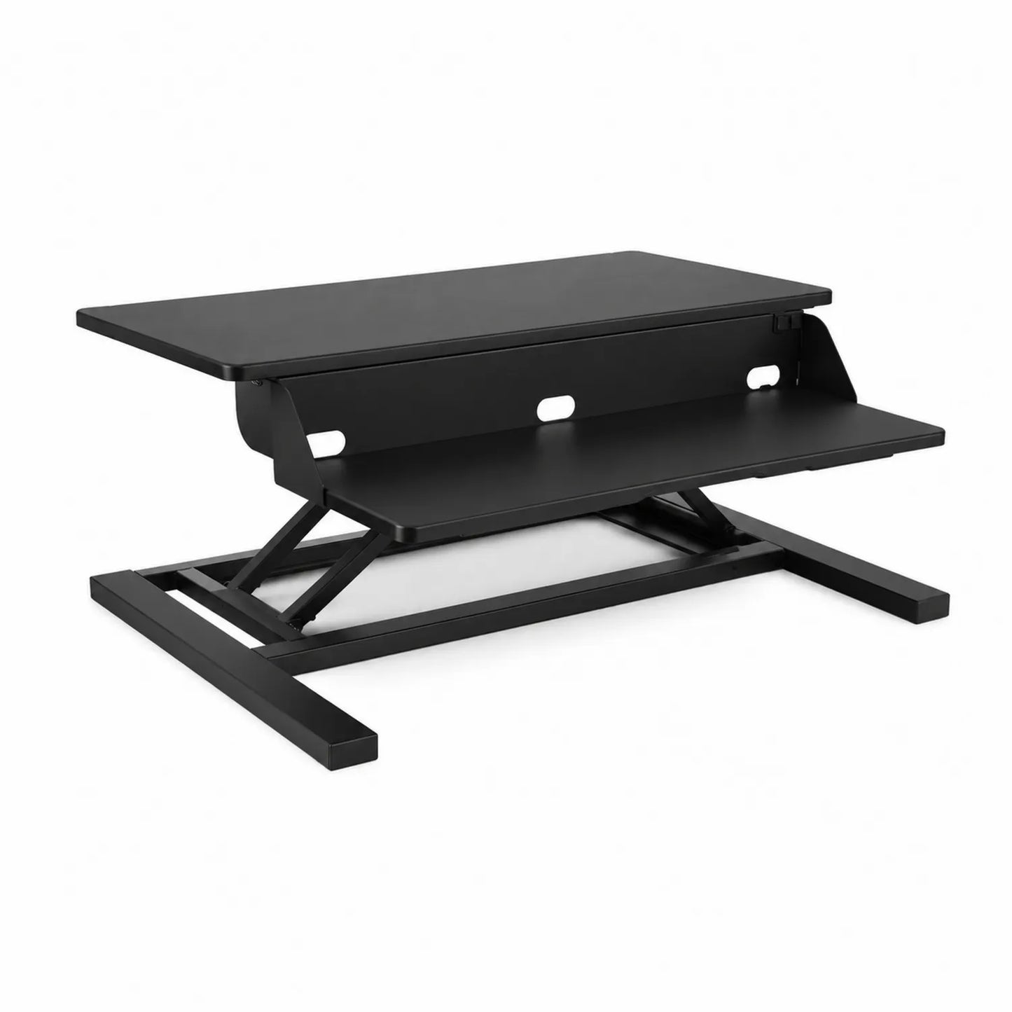 Höhenverstellbarer Schreibtischaufsatz aus Metall Schwarz 80x40 cm