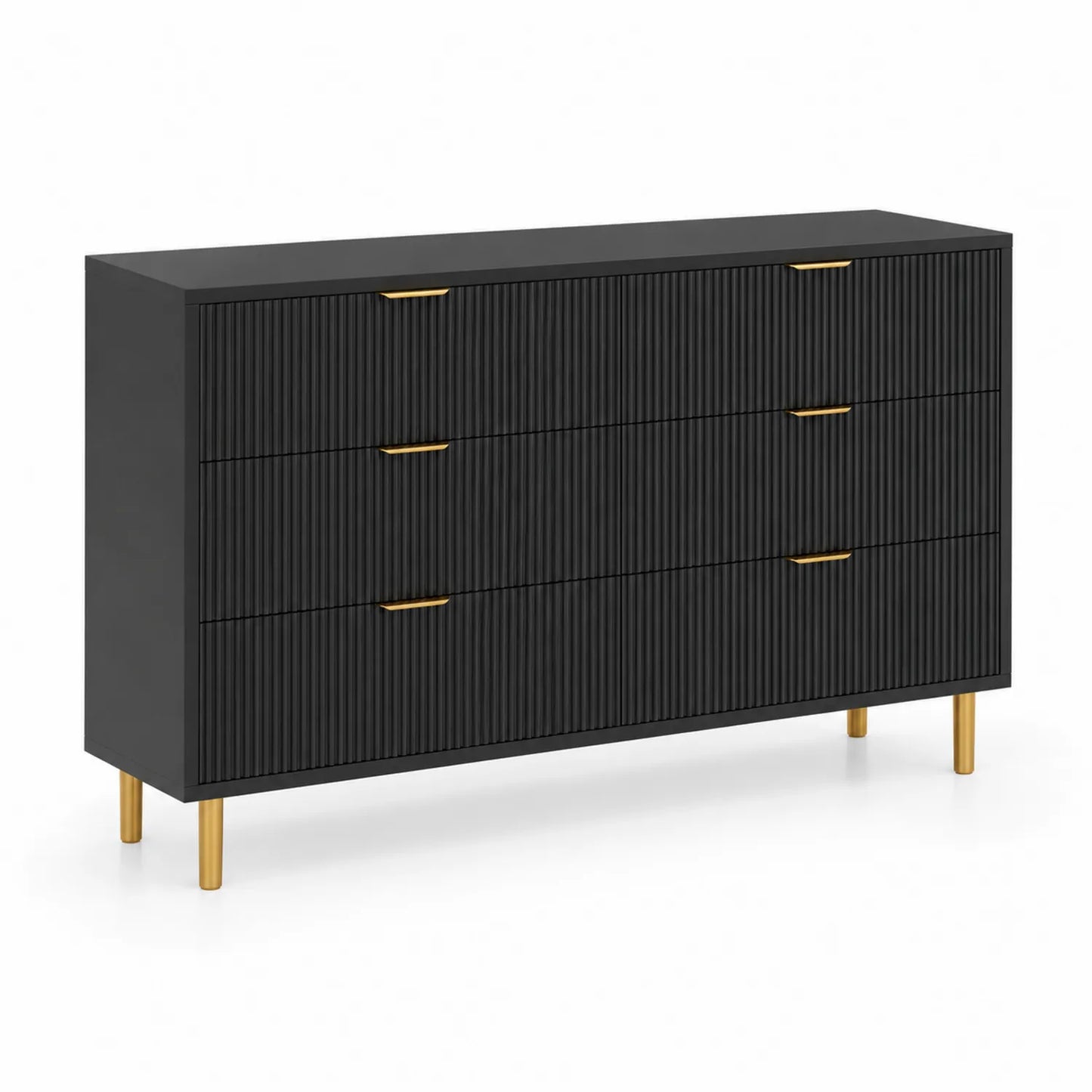 Kommode aus Holzwerkstoff mit Metallfüßen Schwarz 120x40x75cm