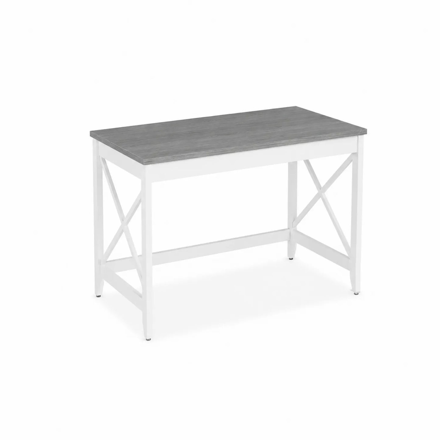 Rechteckiger Schreibtisch mit MDF-Platte und Metallgestell Grau/Weiß
