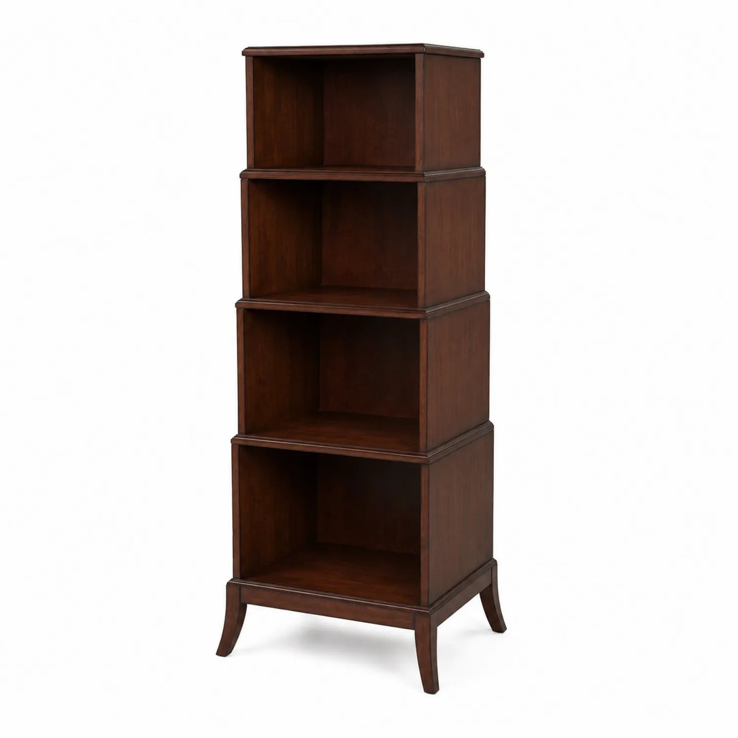 Bücherregal aus Holz mit 4 Fächern, Dunkelbraun, 150cm hoch