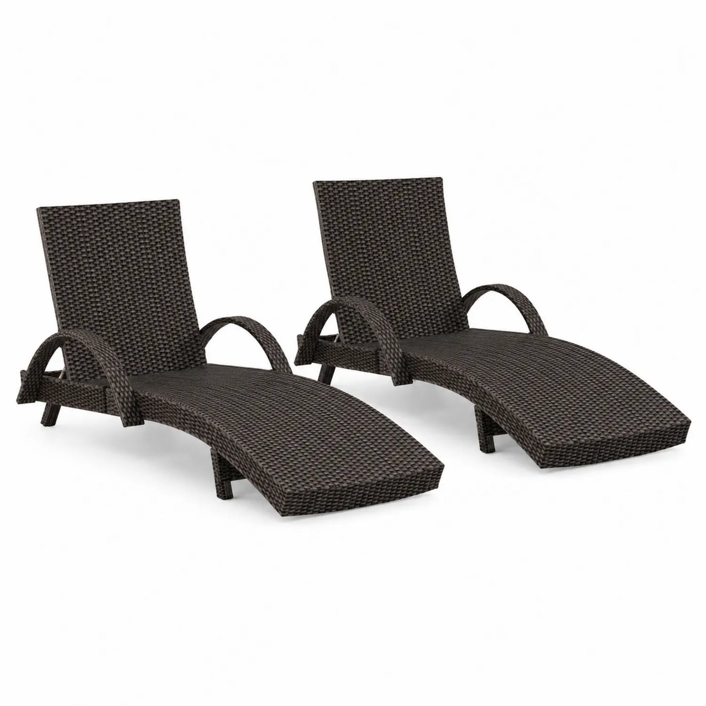 2er Set Sonnenliegen aus Polyethylen Geflecht Braun