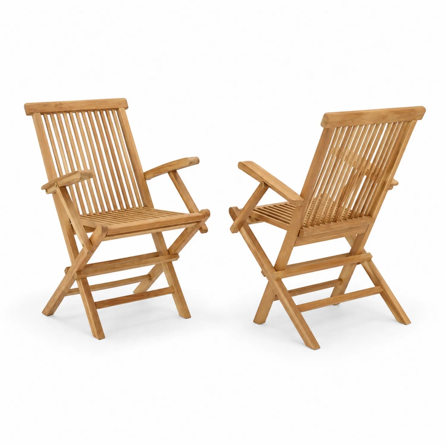 Outdoor Klappstuhl Set aus Teakholz, 2 Stück