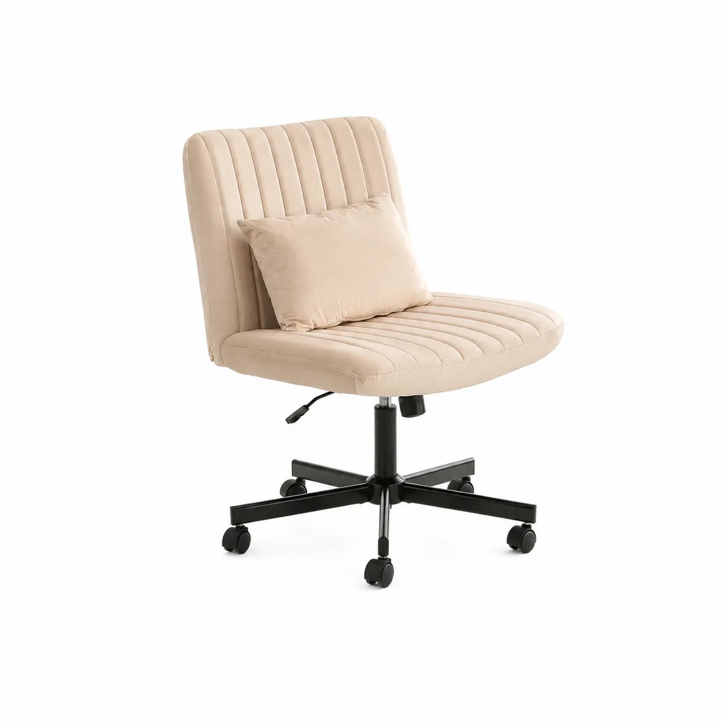 Bürostuhl aus Samt, Beige, Höhenverstellbar