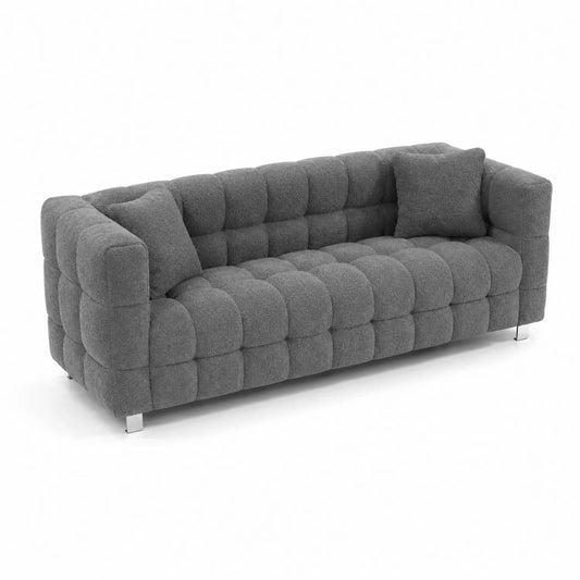 3-Sitzer Sofa Bouclé Grau mit Metallfüßen