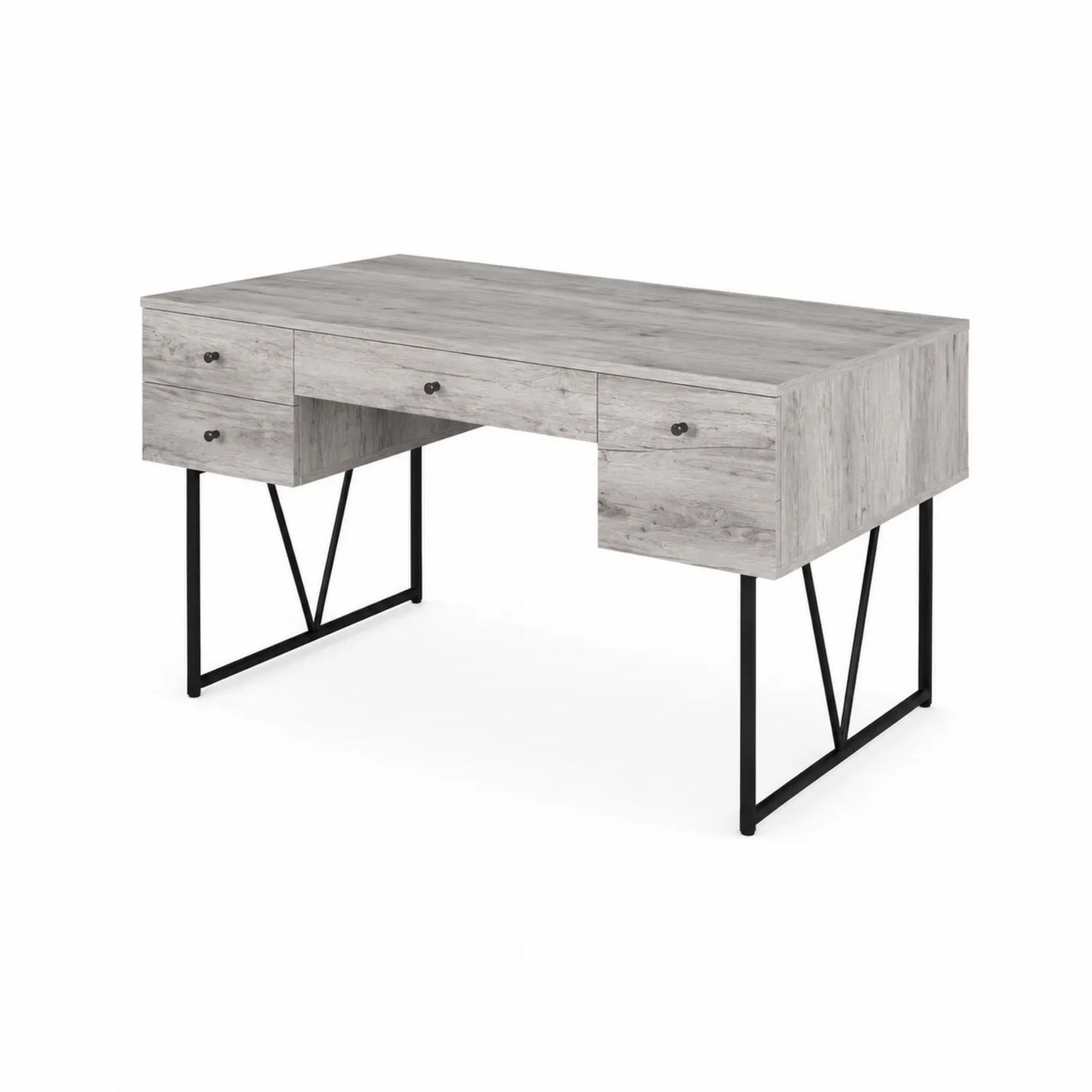 Schreibtisch Grau Spanplatte Metallbeine 140x70x76 cm