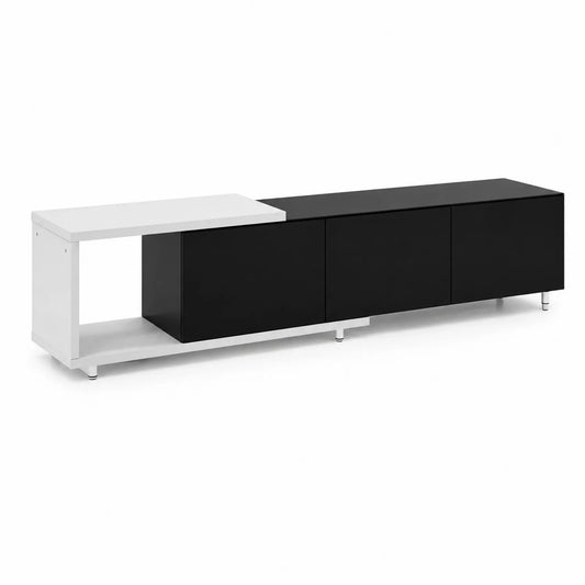 Fernsehschrank aus Holz und Metall Schwarz/Weiß