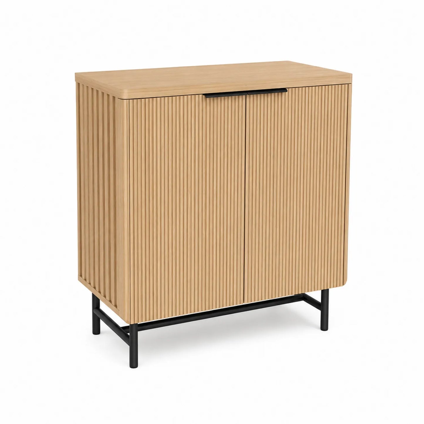 Sideboard aus Eichenfurnier mit Metallrahmen 100x80x35cm Natur