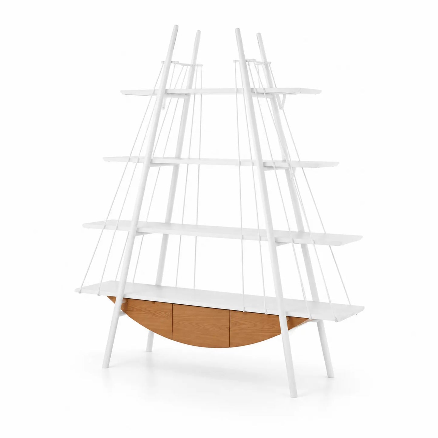 Regal MDF Eiche Weiß 4 Ebenen A-förmig