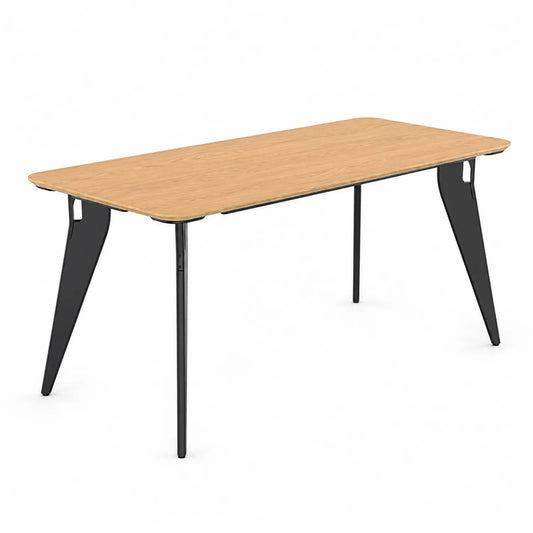 Esstisch Rechteckig 200x90 cm Eichenfurnier Metallbeine