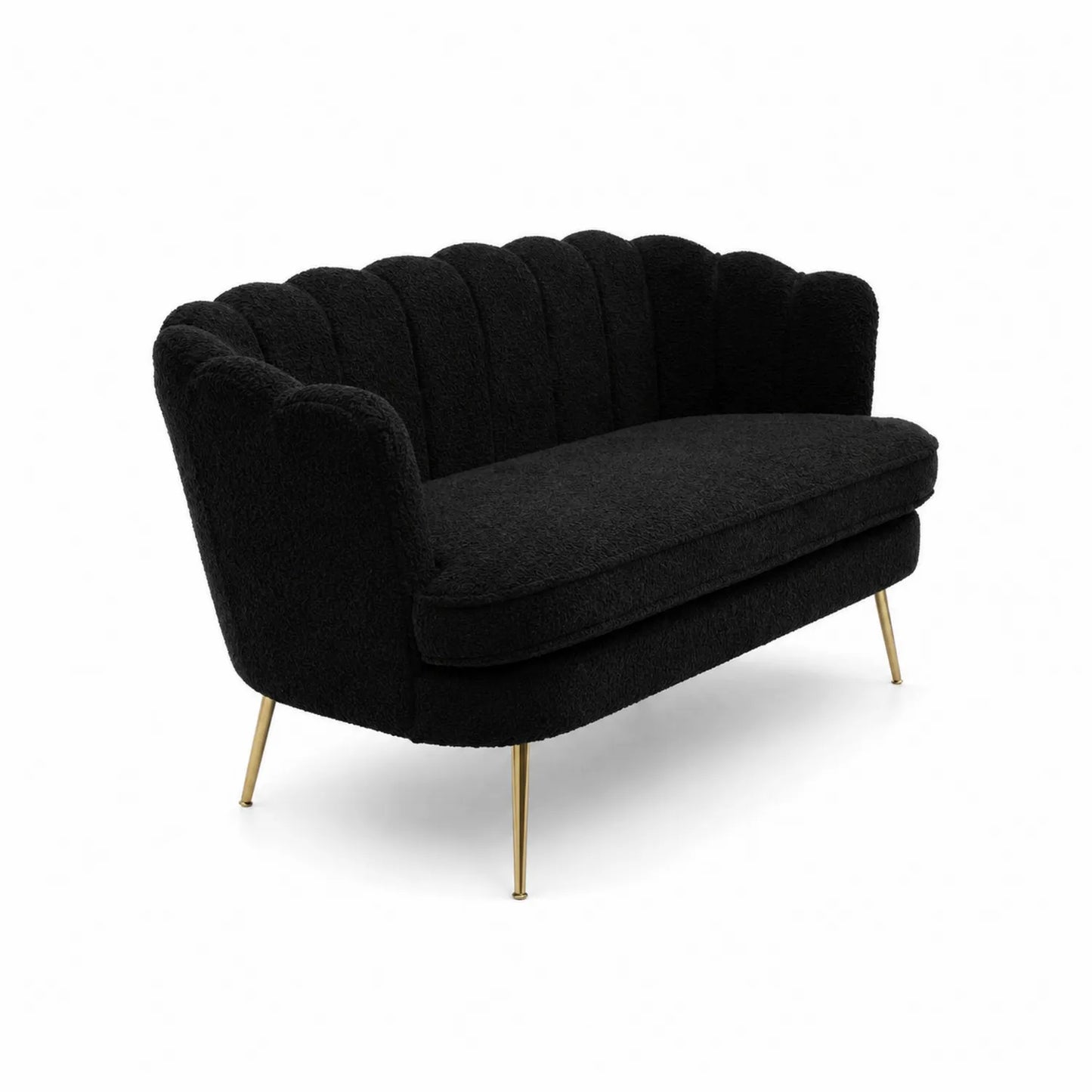 2-Sitzer Sofa Bouclé Stoff Metallbeine Schwarz
