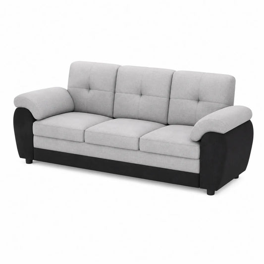 3-Sitzer Sofa Holzrahmen Polyester Grau/Schwarz