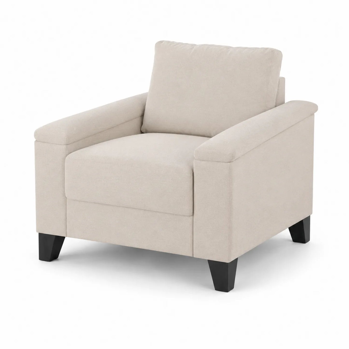 Leinen Sessel Beige mit Holzbeinen