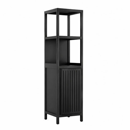 Schwarzes Regal mit Schrankfach 180x40x40 cm Holz