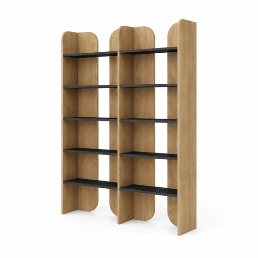Holz Bücherregal Set Eiche Schwarz 180x120x30 cm