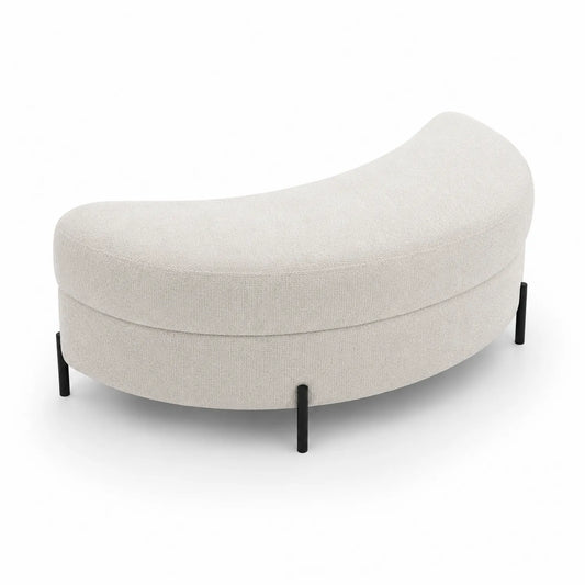 Crescentförmiger Polsterhocker Bouclé Beige 120cm