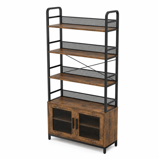 Regal mit Schrank Holz Metall Braun Schwarz