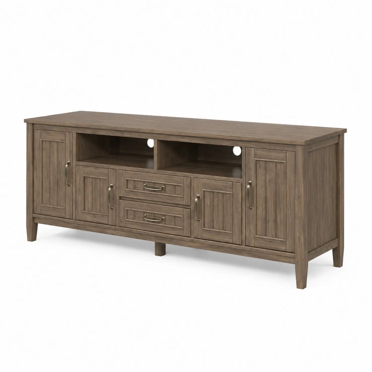 TV-Schrank Massivholz Braun 152cm mit 4 Türen und 2 Schubladen