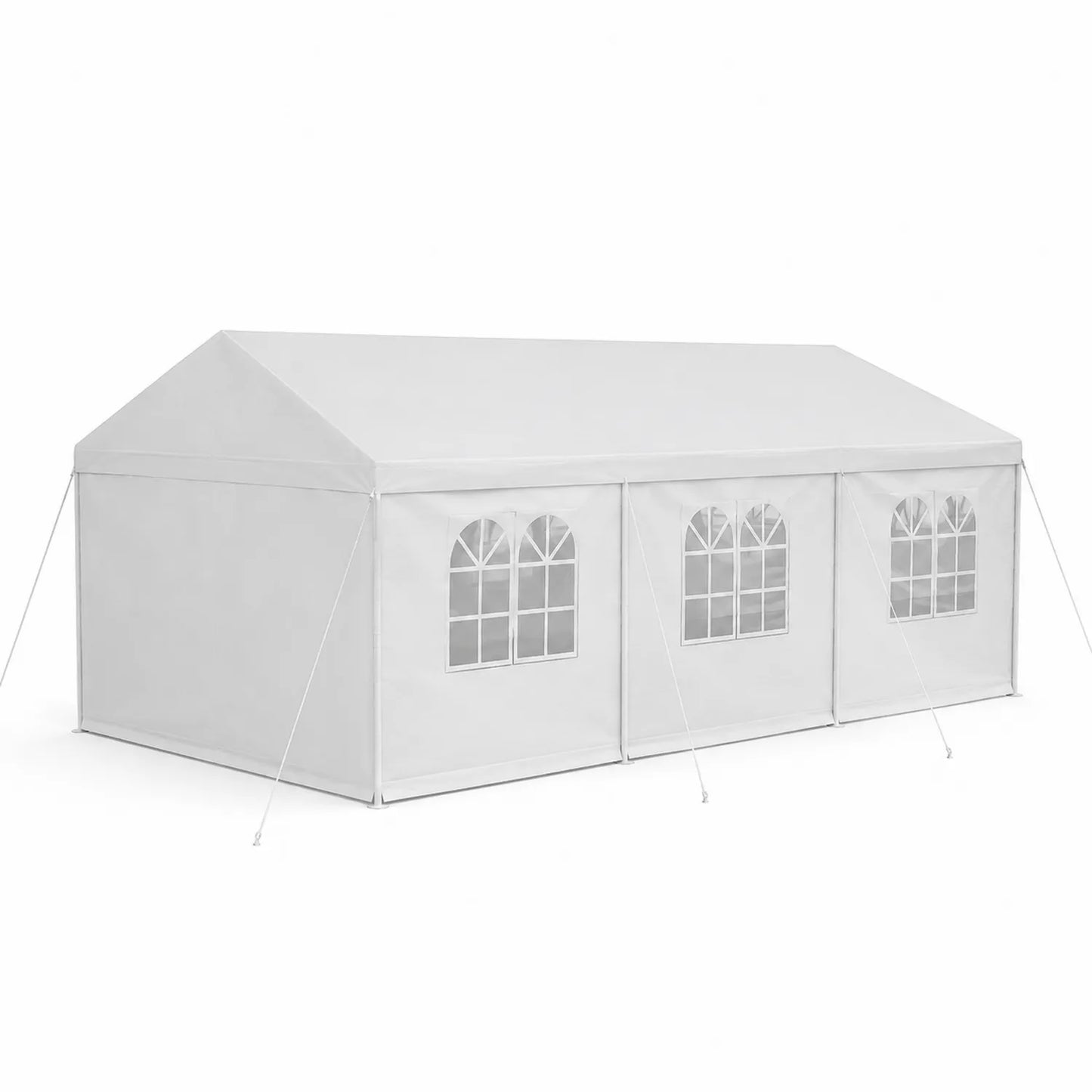 Gartenpavillon Partyzelt 6x3m Weiß Polyethylen Metallrahmen