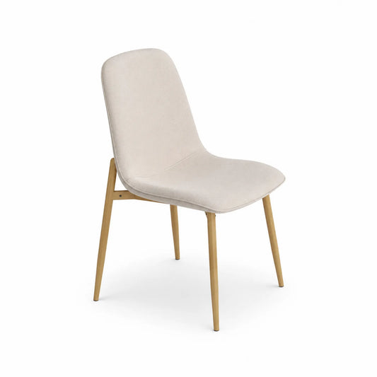 Esszimmerstuhl Beige Stoff Metallbeine