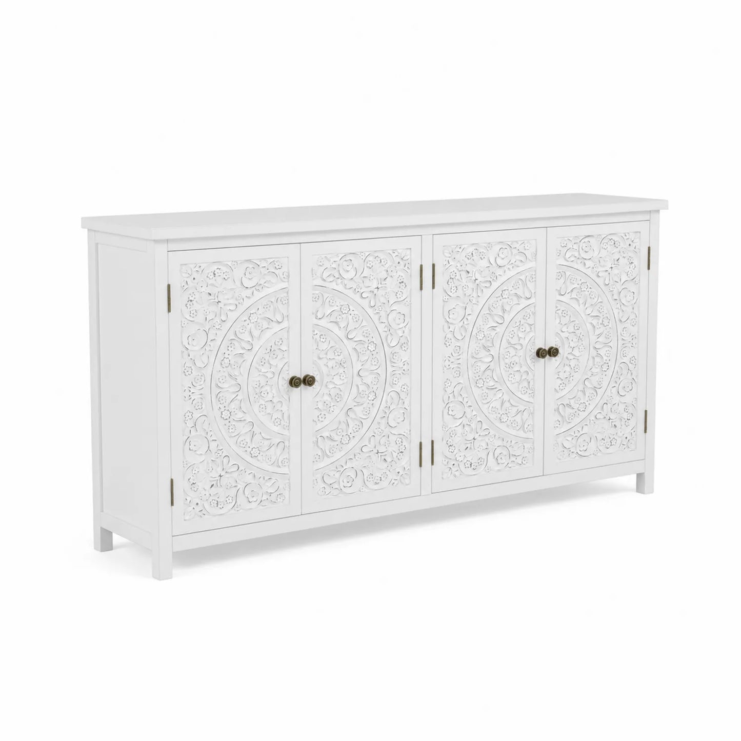 Weißes MDF-Sideboard mit geschnitzten Türen
