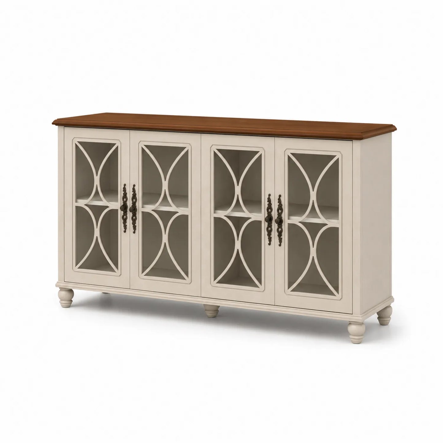 Sideboard mit Glasfront Holz und Temperglas 150x40x90cm