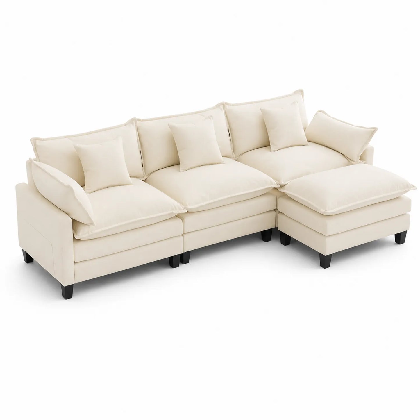 Ecksofa Beige L-Form Stoff
