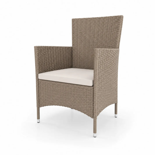Gartenstuhl Polyethylen Rattan Beige mit Sitzkissen