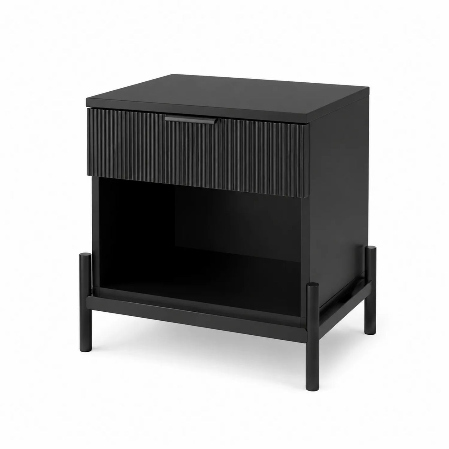 Nachttisch aus Holzwerkstoff mit Schublade in Schwarz