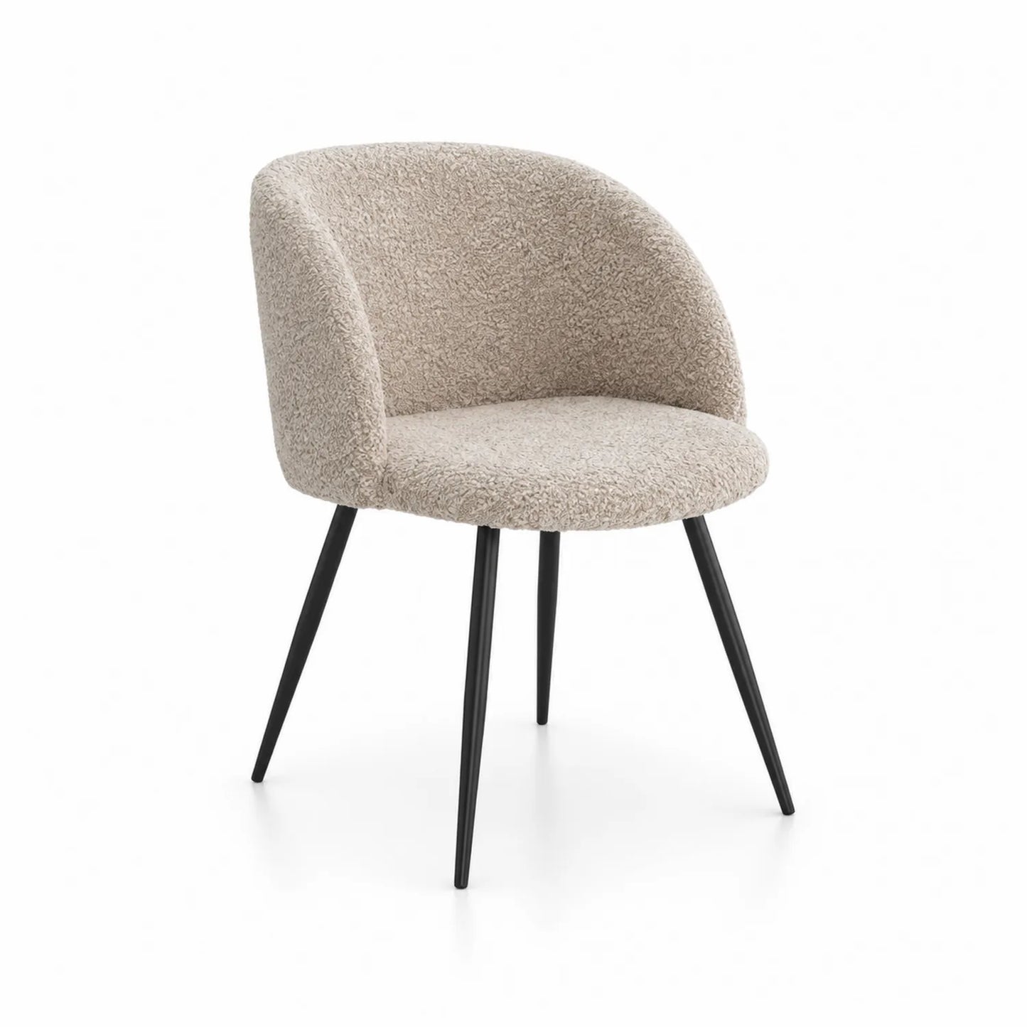Esszimmerstuhl Bouclé-Stoff Beige Metallbeine