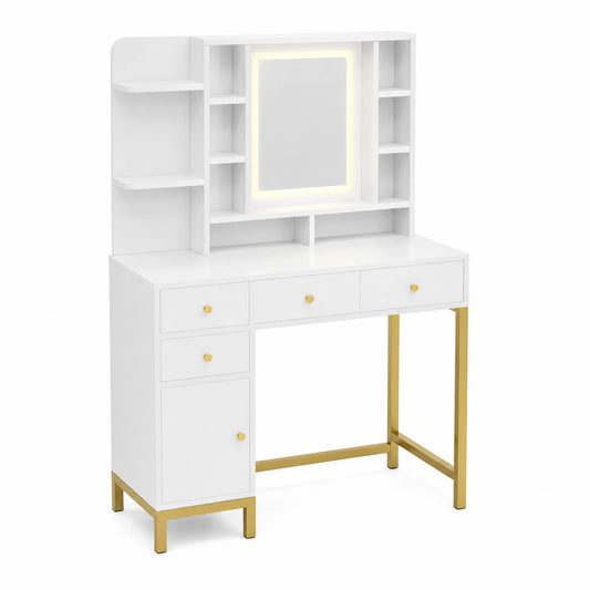 MDF Schminktisch mit LED Spiegel und Metallbeinen