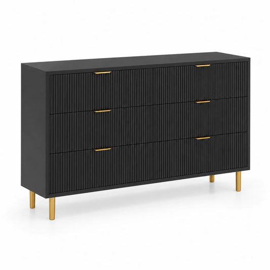 Kommode aus Holzwerkstoff mit Metallfüßen Schwarz 120x40x75cm