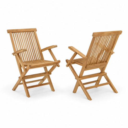 Outdoor Klappstuhl Set aus Teakholz, 2 Stück