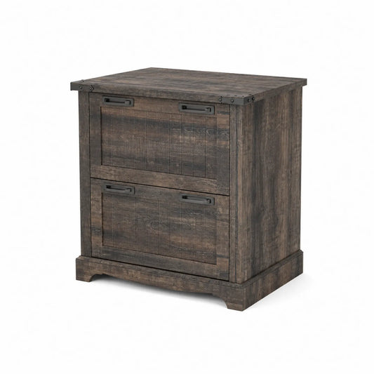 Aktenschrank aus MDF mit 2 Schubladen Dunkelbraun 80x60x110 cm